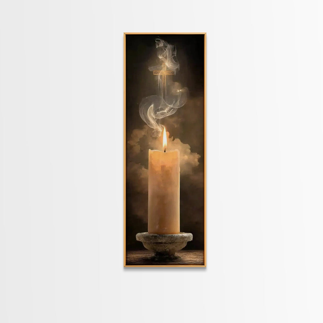 Holy Ember Glow – Framed Canvas Print – Christian Art Canvas – Tall Skinny Art Print – Christian Wall Art – Christian Christmas Decor – Chr