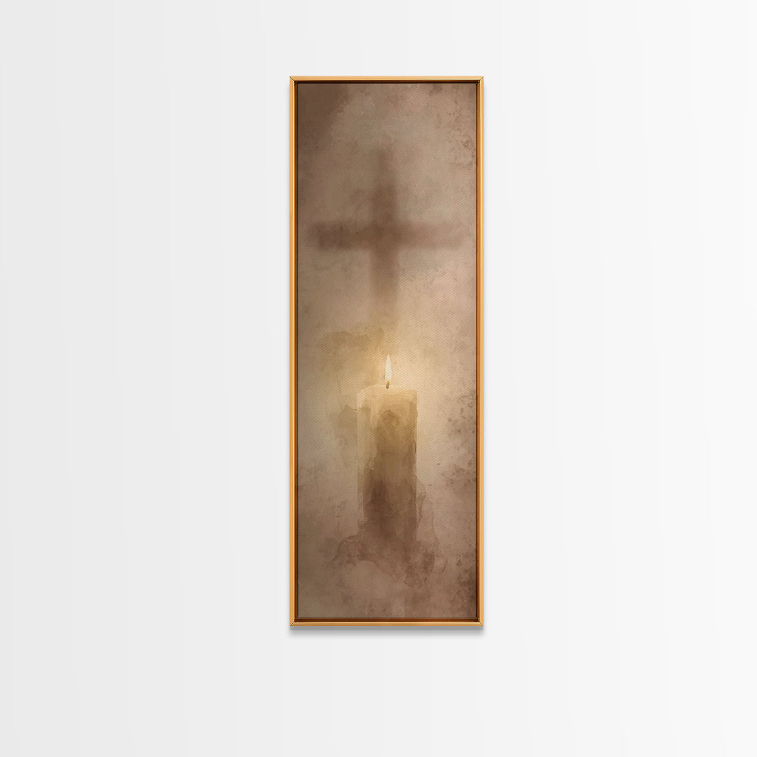 Cross Of Stillness – Framed Canvas Print – Minimalist Christian Art – Narrow Art – Christian Wall Art – Christian Art Canvas – Christian Ch