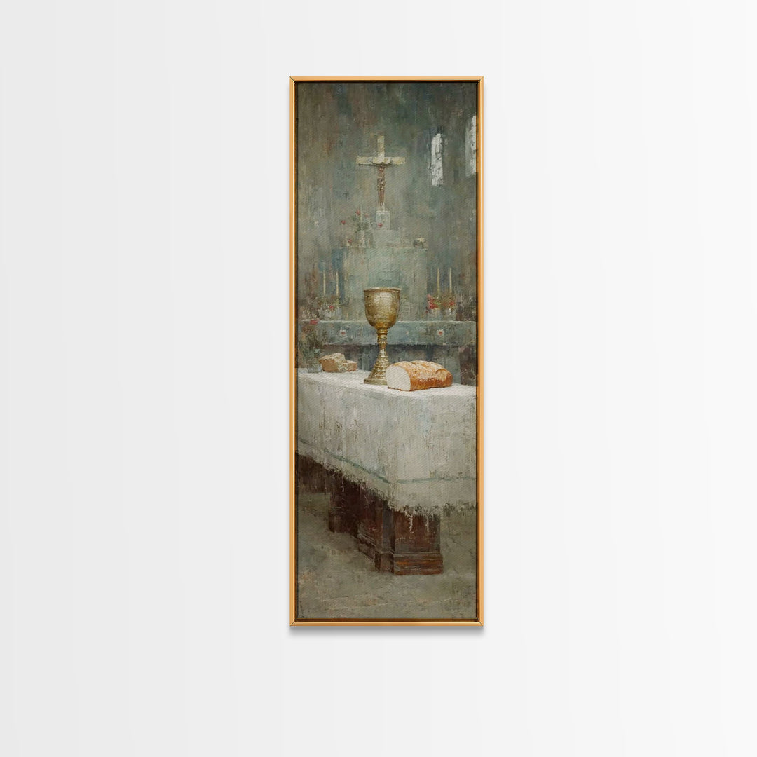 Sanctuary Table Grace, Framed Canvas Print, Narrow Art, Christian Art Canvas, Christian Paintings, Christian Decor, Jesus Painting