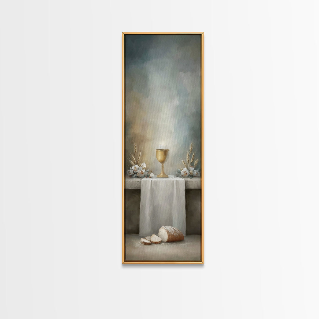 Eternal Chalice Light | Framed Canvas Print | Tall Narrow Wall Art | Christian Wall Art | Christian Art Canvas | Christmas Art