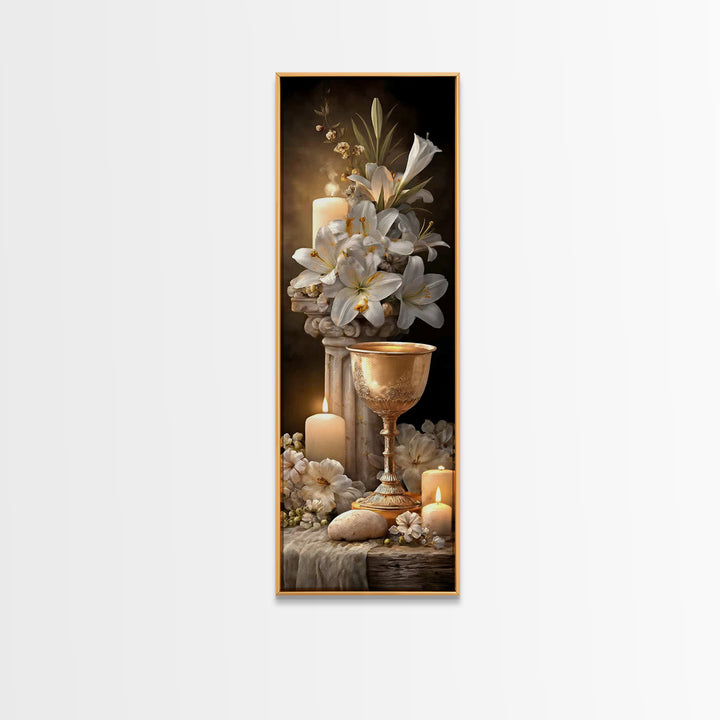 Holy Floral Offering - Framed Canvas Print - Tall Narrow Wall Art - Christian Art Canvas - Christian Wall Art - Jesus Painting