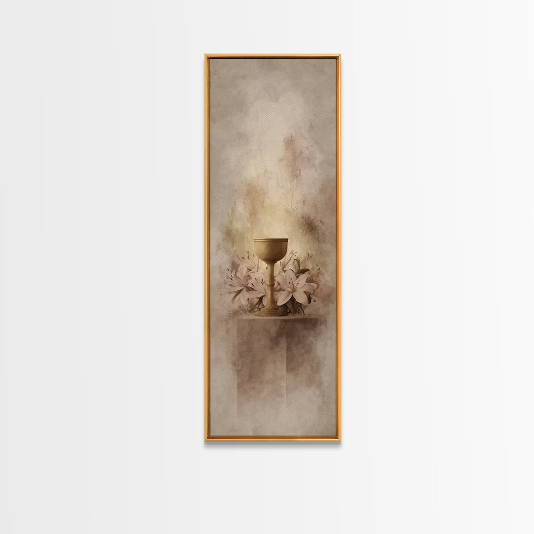 Sacred Lily Glow, Framed Canvas Print, Skinny Art, Christian Wall Art, Christian Art Canvas, Christian Decor, Christmas Art, Bible Art