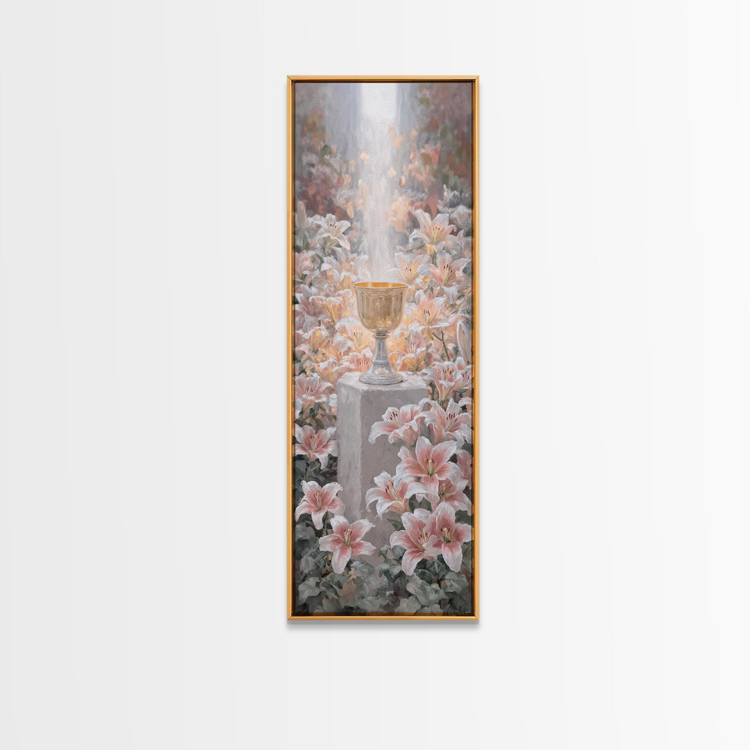 Blossoms Of Grace – Framed Canvas Print – Tall Narrow Wall Art – Christian Art Canvas – Christian Wall Art – Christian Paintings – Jesus Pa
