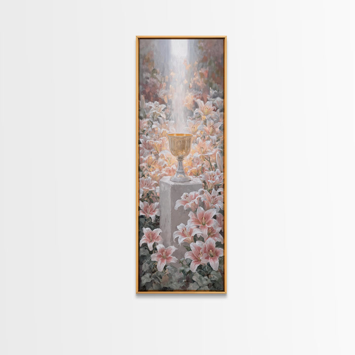 Blossoms Of Grace – Framed Canvas Print – Tall Narrow Wall Art – Christian Art Canvas – Christian Wall Art – Christian Paintings – Jesus Pa