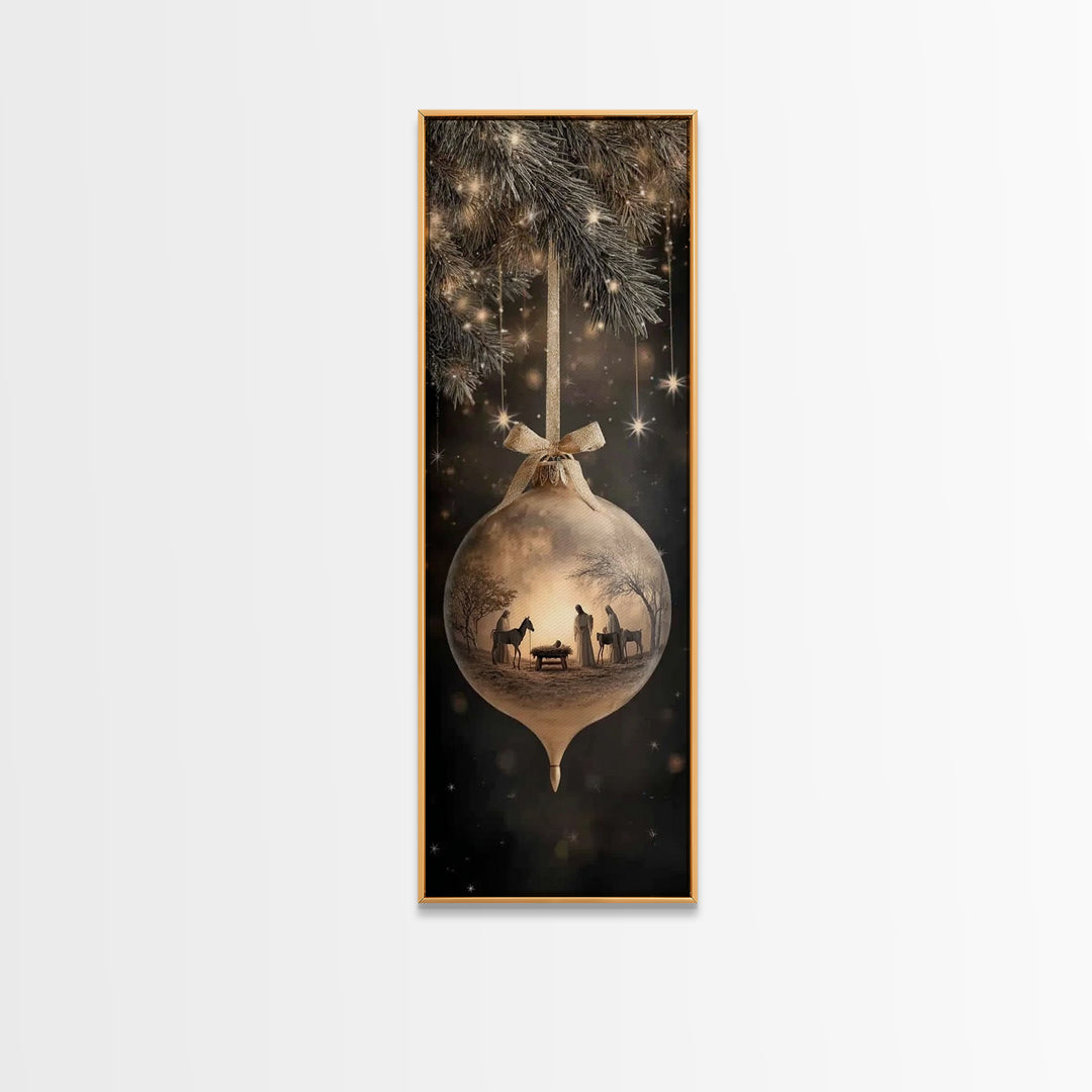 Holy Night Promise – Framed Canvas Print – Skinny Art – Christmas Art – Christian Christmas Art – Christmas Wall Art – Jesus Christmas Art