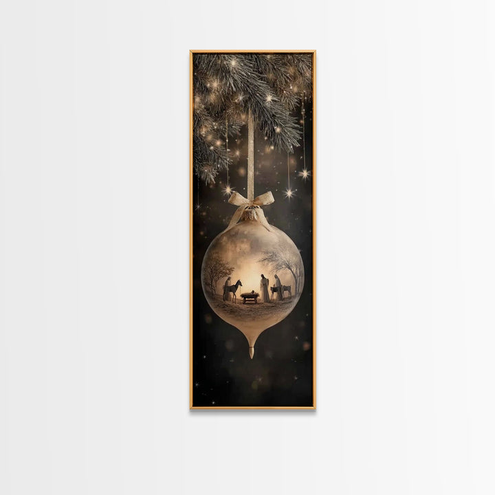 Holy Night Promise – Framed Canvas Print – Skinny Art – Christmas Art – Christian Christmas Art – Christmas Wall Art – Jesus Christmas Art