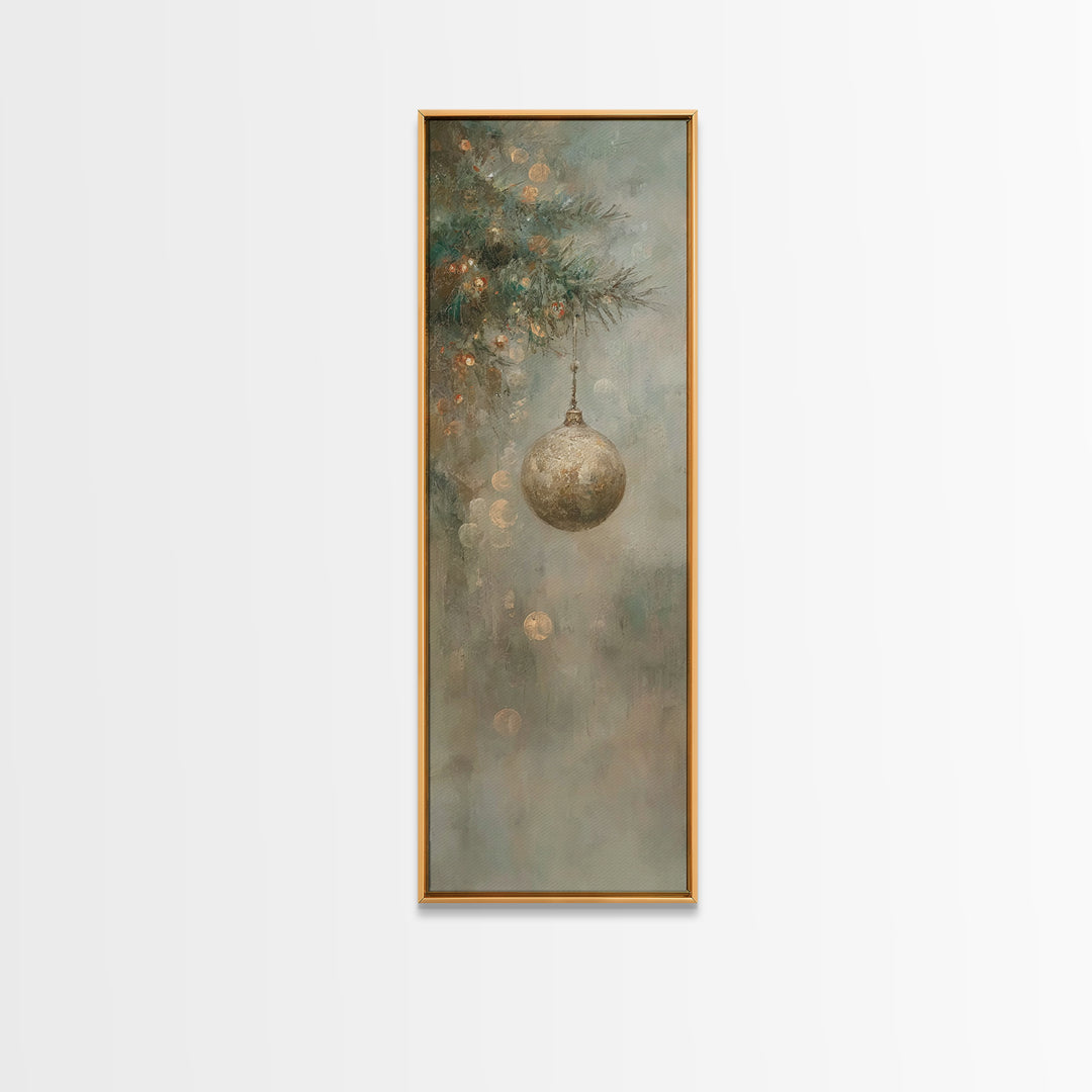 Golden Noel Light – Framed Canvas Print – Tall Skinny Art Print – Framed Christmas Art – Christmas Wall Art – Christmas Art Prints – Christ