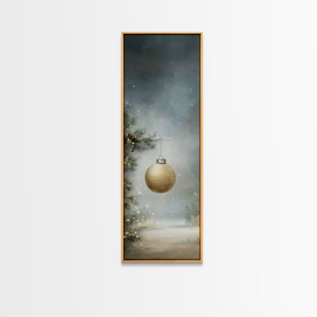 Silent Pine Glow – Framed Canvas Print – Tall Narrow Wall Art – Christmas Art – Christian Christmas Art – Christmas Wall Art – Christmas Ar