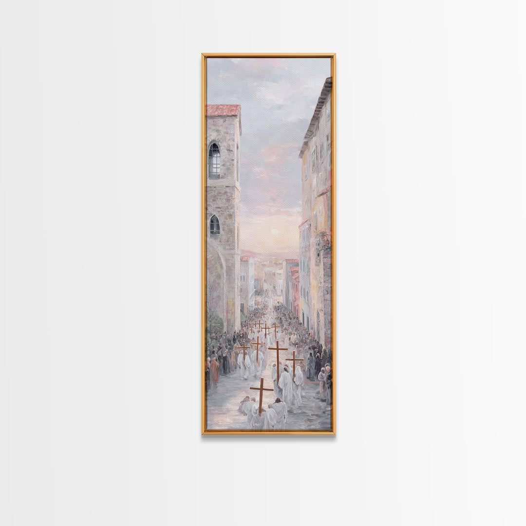 Procession Of Hope – Framed Canvas Print – Tall Skinny Art Print – Christian Art Canvas – Christian Wall Art – Christian Paintings – Christ