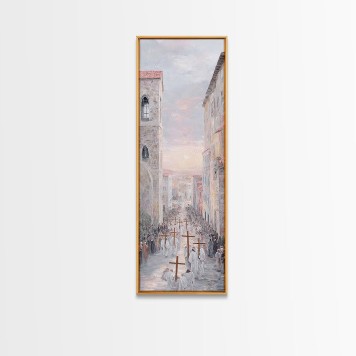 Procession Of Hope – Framed Canvas Print – Tall Skinny Art Print – Christian Art Canvas – Christian Wall Art – Christian Paintings – Christ