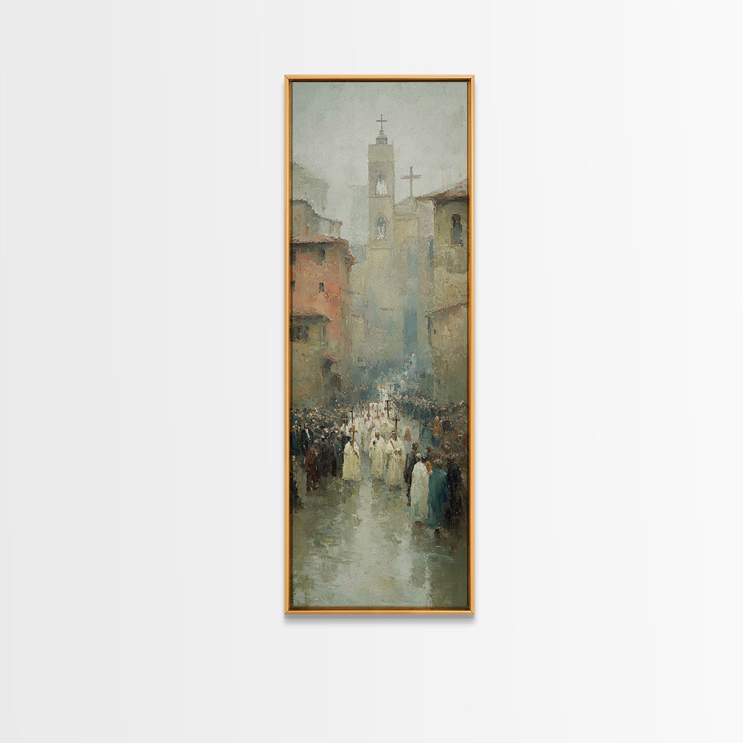 Procession Of Hope – Framed Canvas Print – Tall Narrow Wall Art – Christian Wall Art – Christian Art Canvas – Jesus Painting – Cross Art