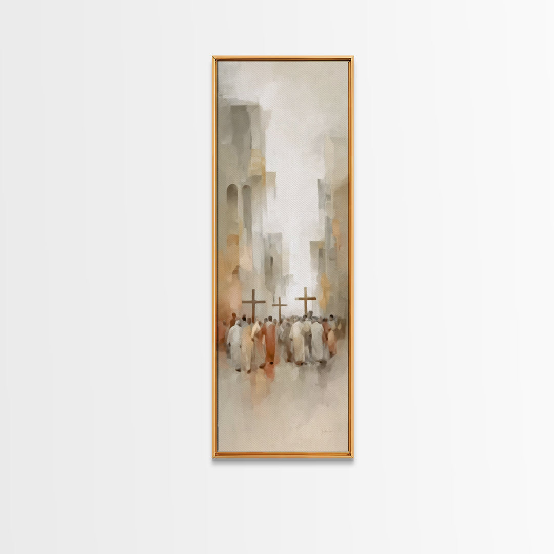 Steps Of Mercy, Framed Canvas Print, Tall Narrow Wall Art, Christian Art Canvas, Moody Christian Art, Christmas Wall Art