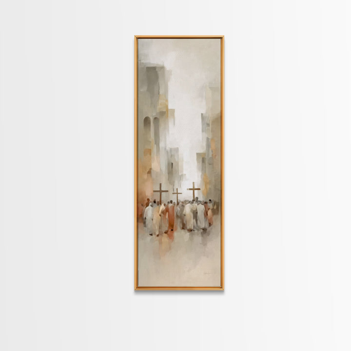 Steps Of Mercy, Framed Canvas Print, Tall Narrow Wall Art, Christian Art Canvas, Moody Christian Art, Christmas Wall Art