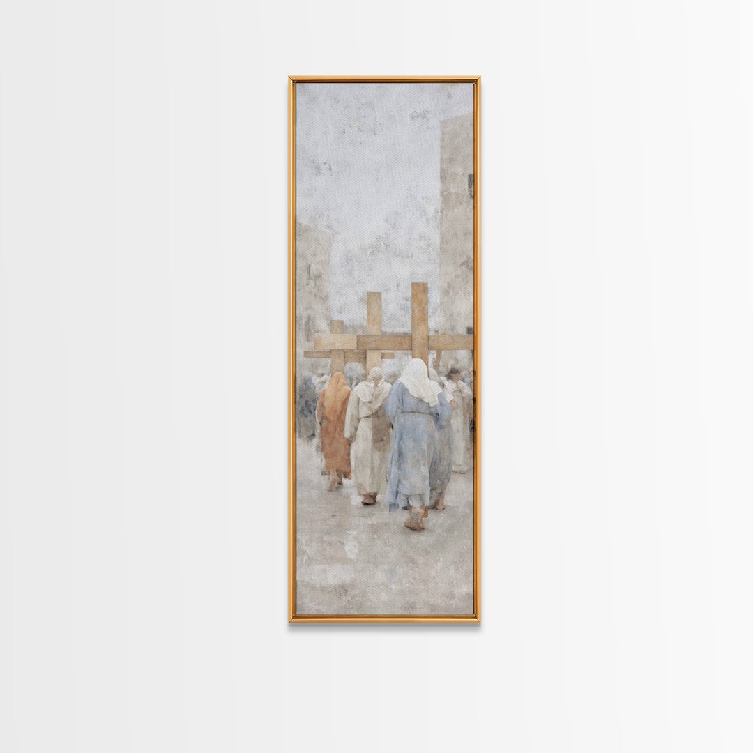 Walk Of Faith | Framed Canvas Print | Skinny Art | Christian Painting | Christian Art Gift | Large Christian Art