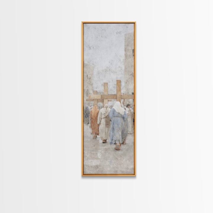 Walk Of Faith | Framed Canvas Print | Skinny Art | Christian Painting | Christian Art Gift | Large Christian Art