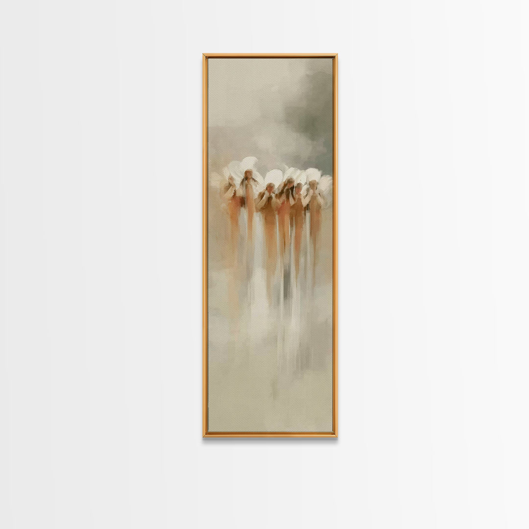 Heavenly Messengers, Framed Canvas Print, Narrow Art, Christian Art Prints, Minimalist Christian Art, Christian Decorations