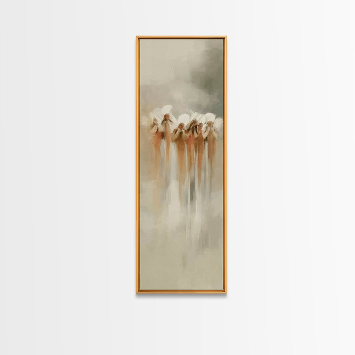 Heavenly Messengers, Framed Canvas Print, Narrow Art, Christian Art Prints, Minimalist Christian Art, Christian Decorations