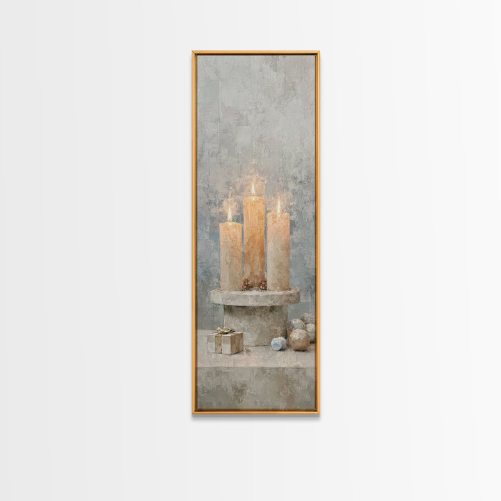 Warm Advent Glow – Framed Canvas Print – Christian Wall Art – Narrow Art – Christmas Art – Christian Art Canvas – Christian Christmas Art