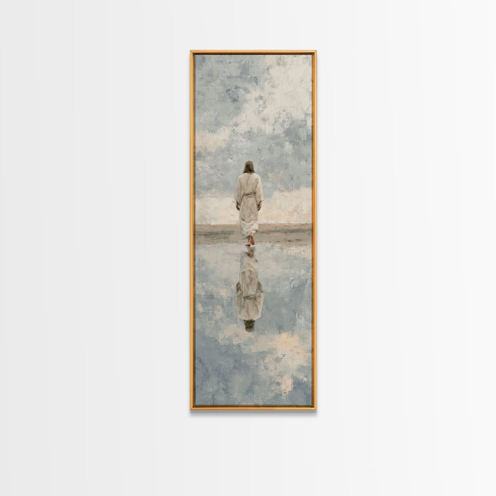Still Waters Christ – Framed Canvas Print – Narrow Art – Jesus Painting Canvas – Christian Art Print – Vintage Christian Art