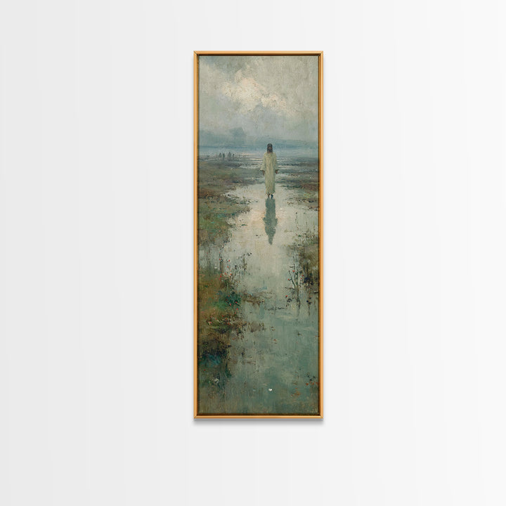 Starlit Savior | Framed Canvas Print | Tall Narrow Wall Art | Christian Art Painting | Christian Christmas Art | Jesus Canvas Art