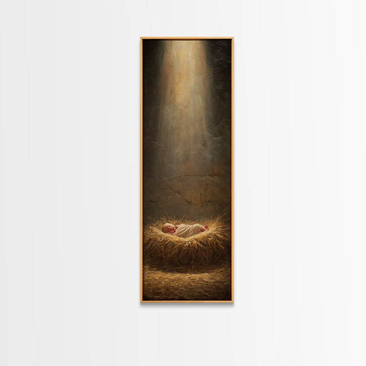 Light Of Bethlehem – Framed Canvas Print – Christian Art Canvas – Christian Christmas Art – Narrow Art – Christian Wall Art – Christmas Art