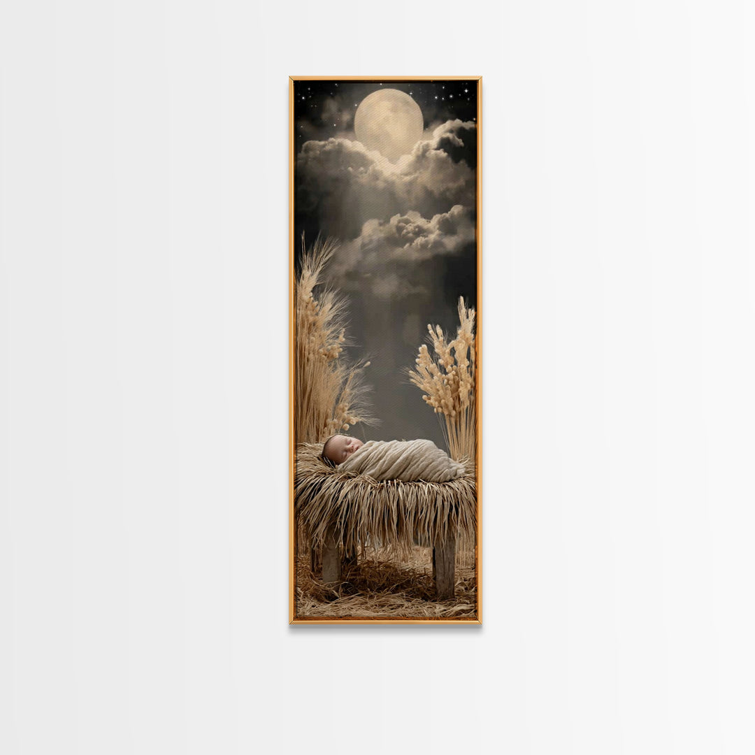 Silent Manger Star – Framed Canvas Print – Christian Christmas Art – Skinny Art – Christian Art Canvas – Christmas Wall Art – Christian Art