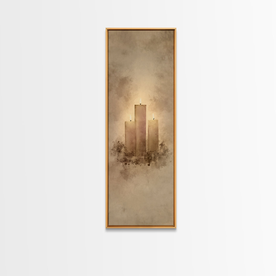 Hopeful Candle Trio – Framed Canvas Print – Christian Christmas Art – Christian Wall Art – Skinny Art – Christian Art Canvas – Christian De