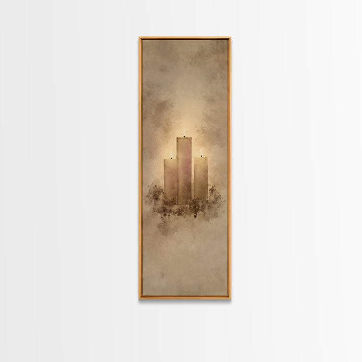 Hopeful Candle Trio – Framed Canvas Print – Christian Christmas Art – Christian Wall Art – Skinny Art – Christian Art Canvas – Christian De