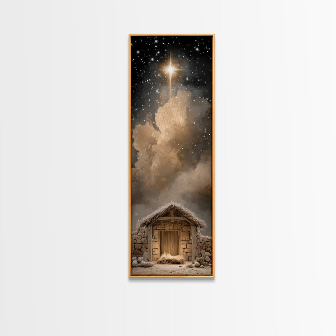 Star Of Bethlehem – Framed Canvas Print – Christmas Wall Art – Christian Art Canvas – Christian Christmas Art – Tall Skinny Art Print – Chr