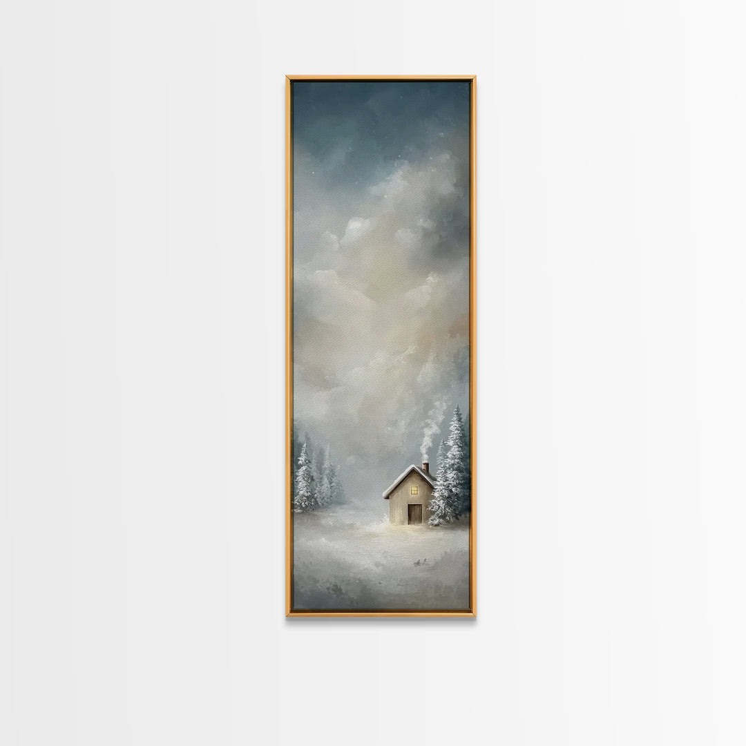Winter Chapel Stillness – Framed Canvas Print – Christian Wall Art – Christian Art Canvas – Skinny Art – Christmas Art – Christian Christma