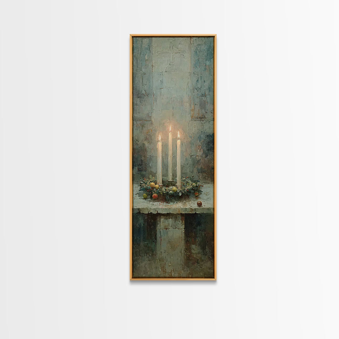 Everlasting Winter Light – Framed Canvas Print – Christian Wall Art – Narrow Art – Christian Art Canvas – Christmas Art – Christian Christm
