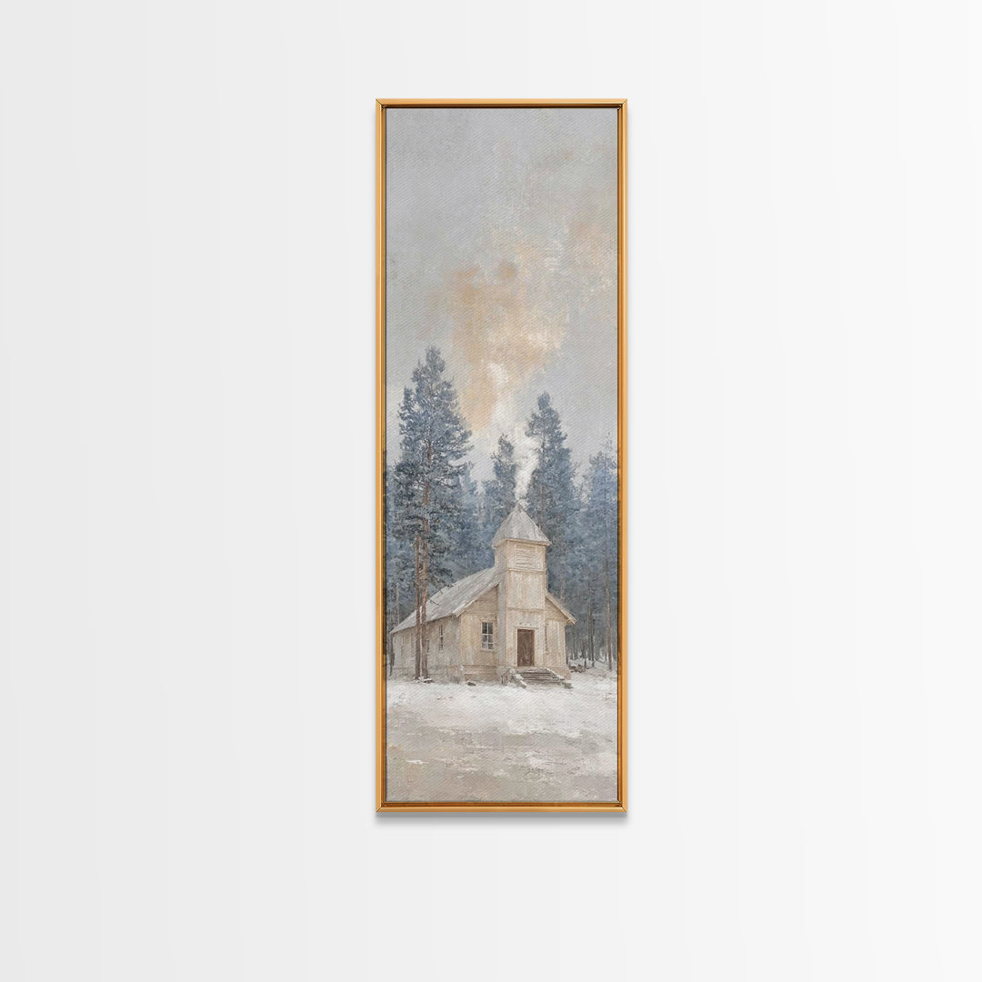 Morning Pine Sanctuary | Framed Canvas Print | Narrow Art | Christian Wall Art | Christian Art Canvas | Christmas Art | Christian Decor