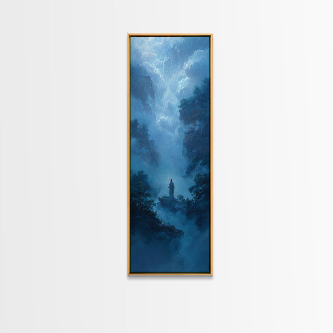 Snowfield Chapel Light – Framed Canvas Print – Tall Skinny Art Print – Christian Art – Christian Wall Art – Christmas Art – Christian Gift