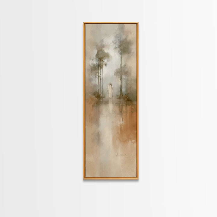 Radiant Forest Walk | Framed Canvas Print | Skinny Art | Christian Art Print | Christian Wall Art | Subtle Christian Art | Christian Gift