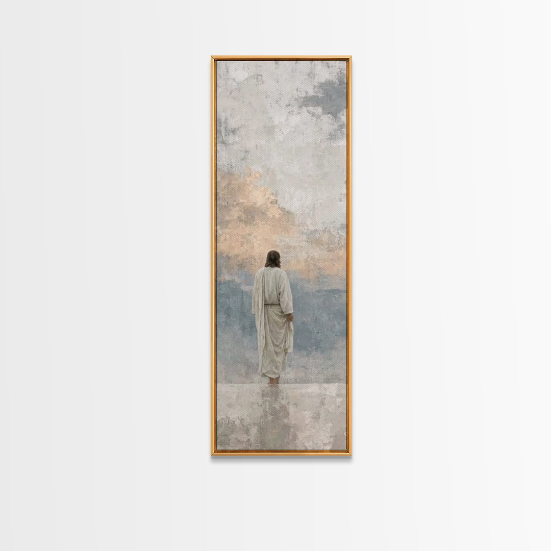 Path of Stillness – Framed Canvas Print – Tall Narrow Wall Art – Christian Art Canvas – Christian Wall Art – Jesus Painting – Faith Art