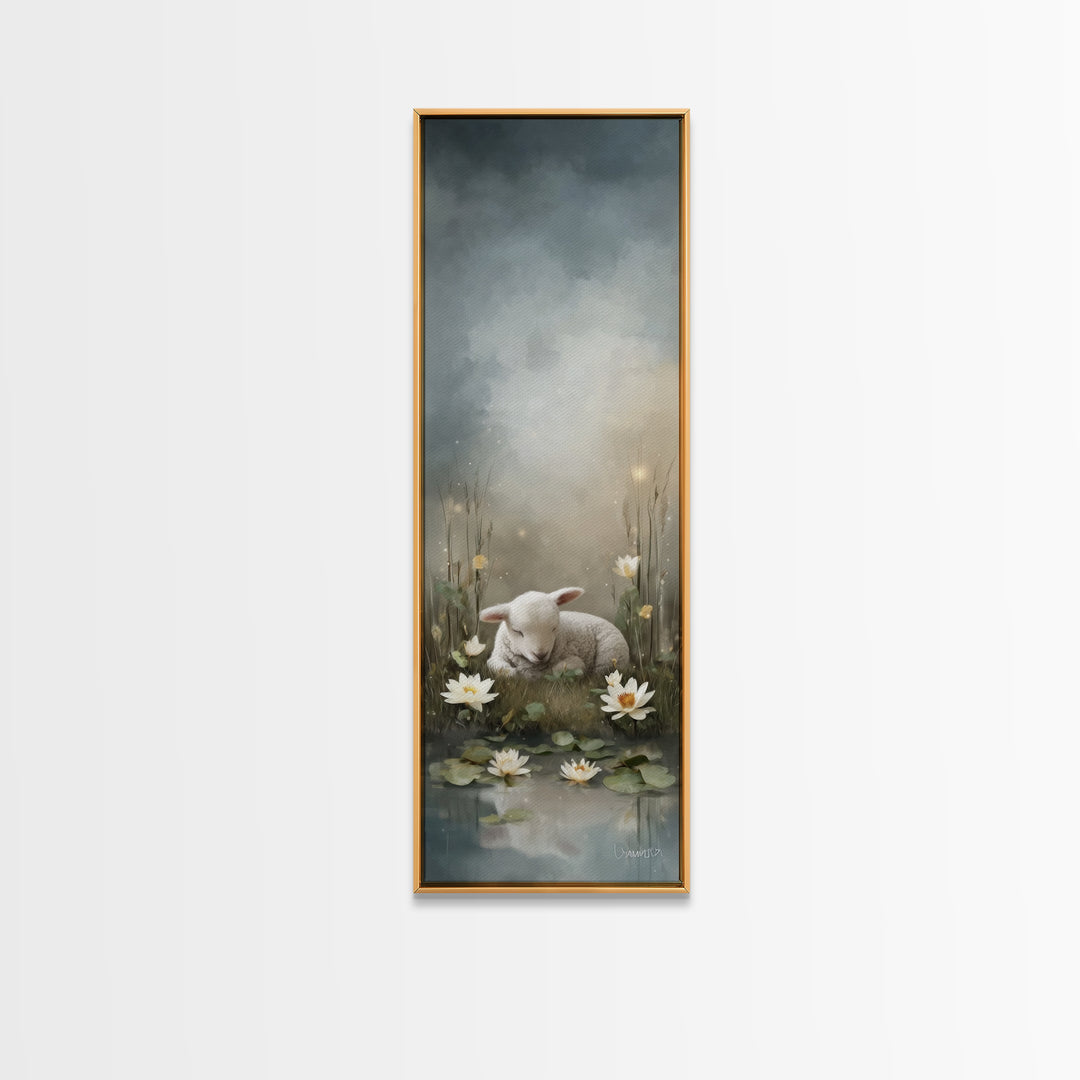 Quiet Meadow Peace – Framed Canvas Print – Christian Wall Art – Christian Painting – Christian Art Canvas – Tall Narrow Wall Art – Faith Ar