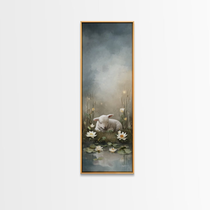 Quiet Meadow Peace – Framed Canvas Print – Christian Wall Art – Christian Painting – Christian Art Canvas – Tall Narrow Wall Art – Faith Ar