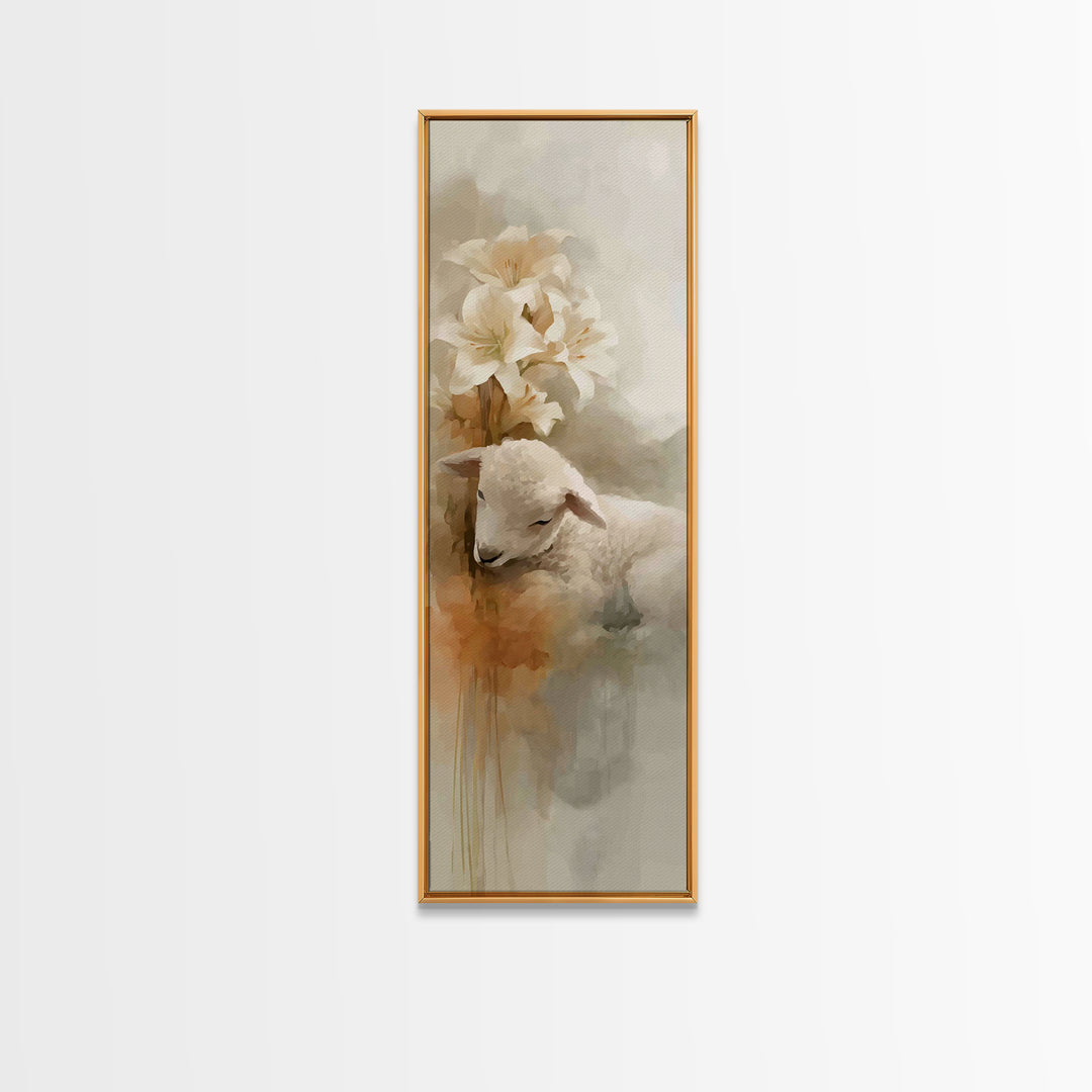 Soft Pasture Blessing – Framed Canvas Print – Christian Art Canvas – Christian Wall Art – Christian Painting – Tall Narrow Wall Art – Faith
