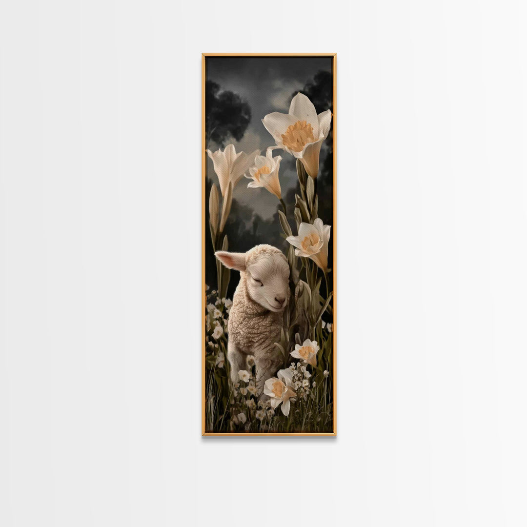 Radiant Lily Calm – Framed Canvas Print – Tall Narrow Wall Art – Christian Painting – Christian Art Canvas – Christian Wall Art – Faith Art