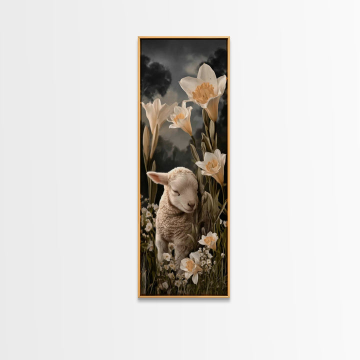 Radiant Lily Calm – Framed Canvas Print – Tall Narrow Wall Art – Christian Painting – Christian Art Canvas – Christian Wall Art – Faith Art