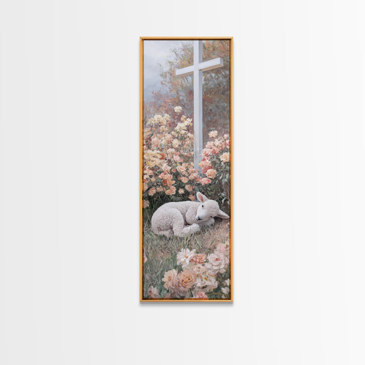 Crossfield Serenity – Framed Canvas Print – Christian Art Canvas – Christian Painting – Christian Wall Art – Tall Narrow Wall Art – Faith A