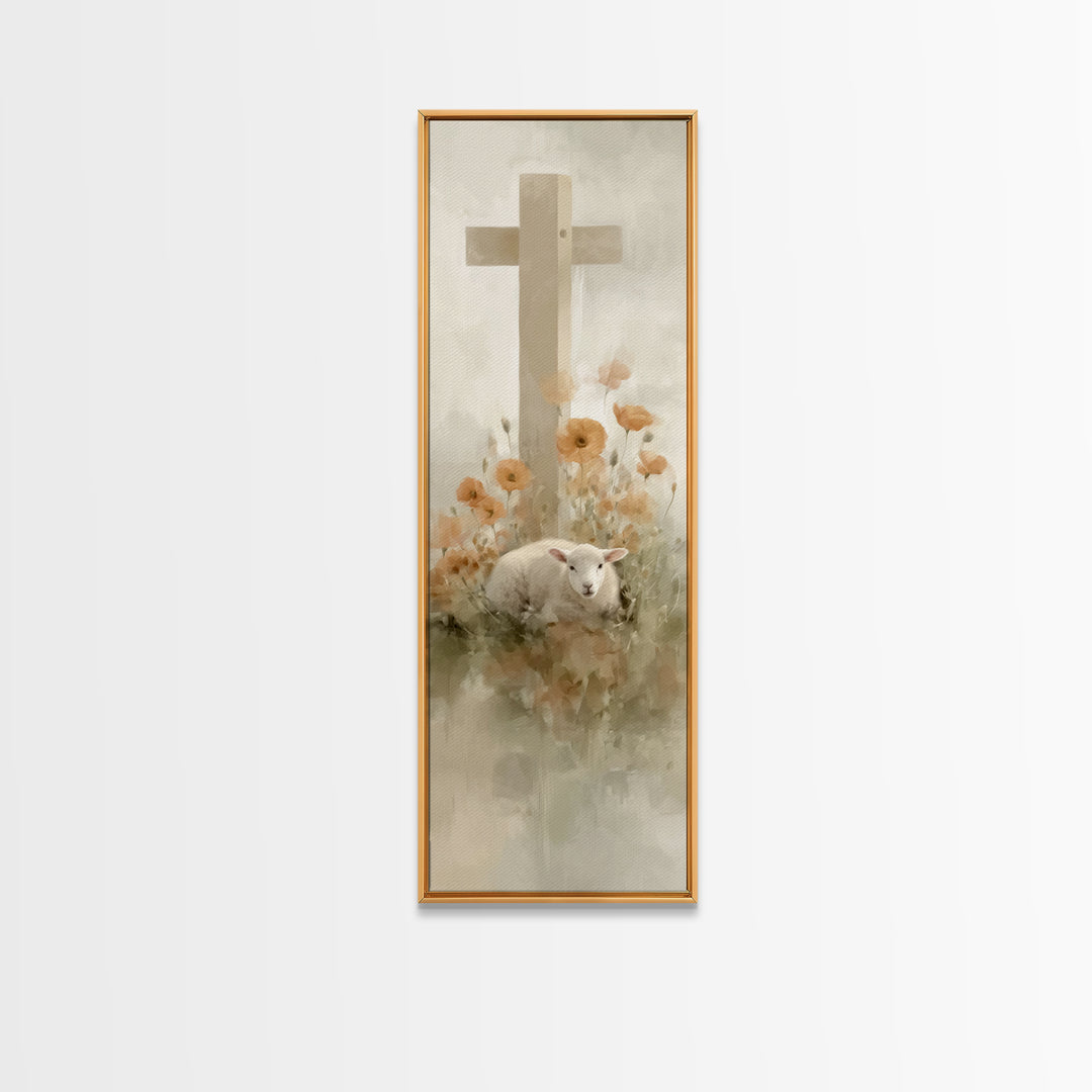 Lamb Of Mercy – Framed Canvas Print – Christian Wall Art – Tall Narrow Wall Art – Christian Art Canvas – Jesus Painting – Christian Christm
