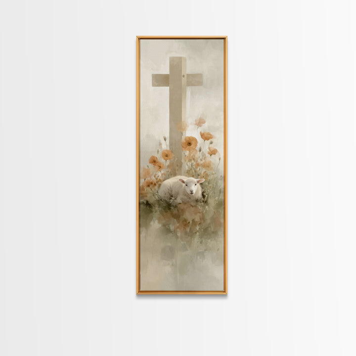 Lamb Of Mercy – Framed Canvas Print – Christian Wall Art – Tall Narrow Wall Art – Christian Art Canvas – Jesus Painting – Christian Christm