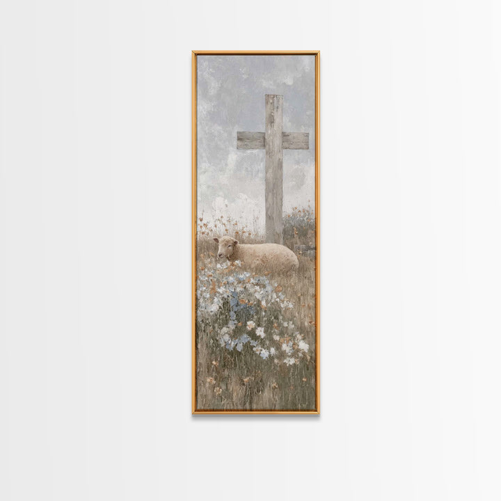 Grace In Bloom | Framed Canvas Print | Christian Art Canvas | Narrow Art | Modern Christian Art | Christian Gift Ideas | Vintage Christian