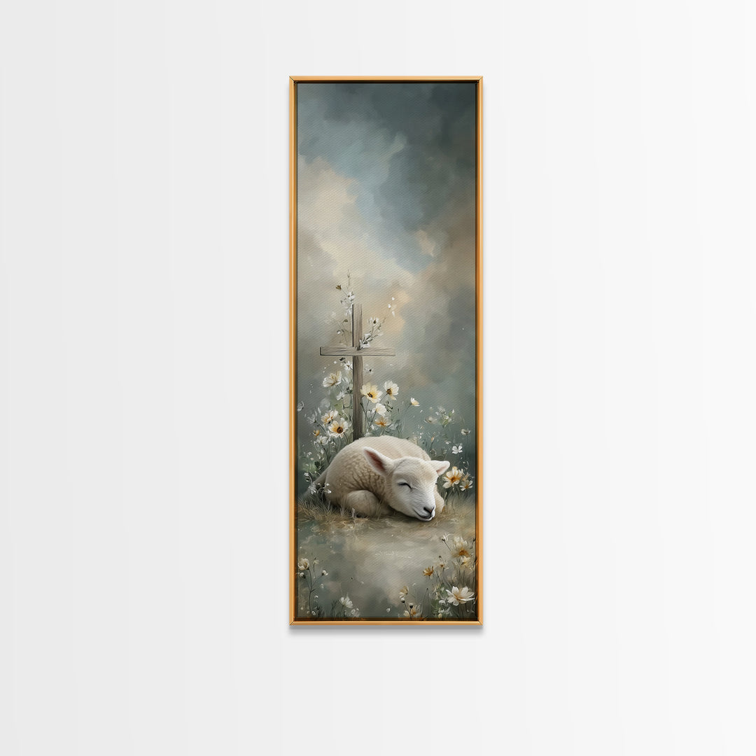 Heavenly Meadow Light – Framed Canvas Print – Christian Art Work – Tall Skinny Art Print – Christian Decor – Moody Christian Art – Christma