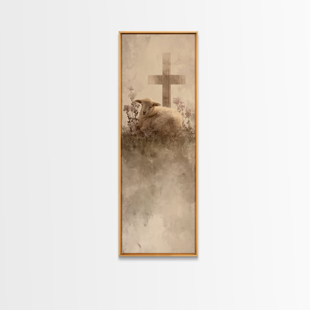 Gentle Rest Hope | Framed Canvas Print | Christian Wall Art | Narrow Art | Christian Art Gift | Unique Christian Art | Jesus Painting Canva
