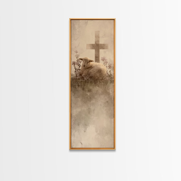 Gentle Rest Hope | Framed Canvas Print | Christian Wall Art | Narrow Art | Christian Art Gift | Unique Christian Art | Jesus Painting Canva
