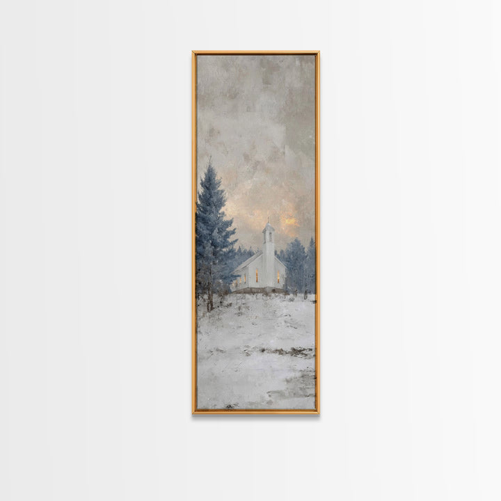 Frosted Woodland Peace, Framed Canvas Print, Christian Wall Art, Skinny Art, Modern Christian Art, Christian Decorations, Christmas Canvas