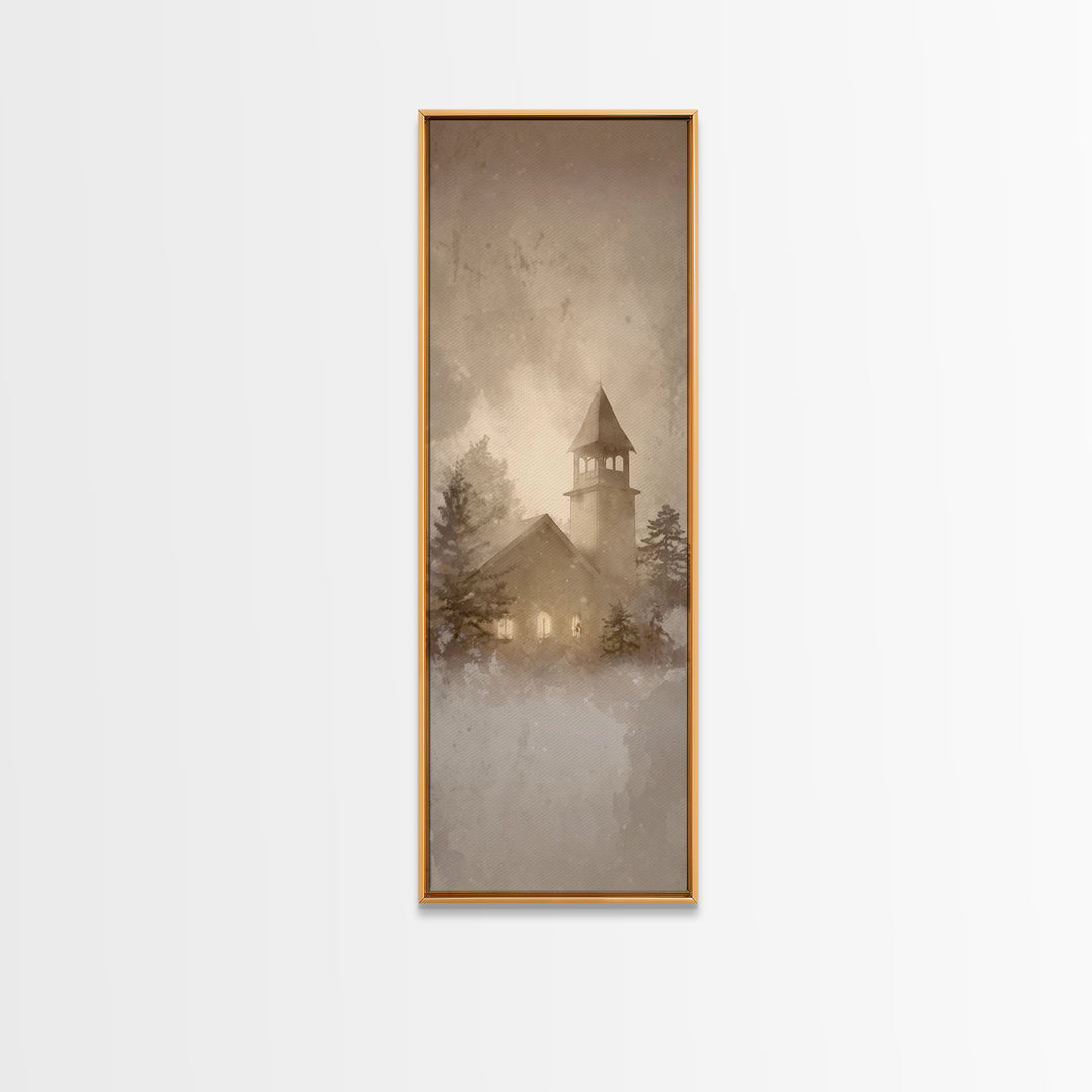 Holy Winter Haven – Framed Canvas Print – Christian Christmas Art – Tall Skinny Art Print – Christmas Wall Art – Christian Gift – Framed Ch