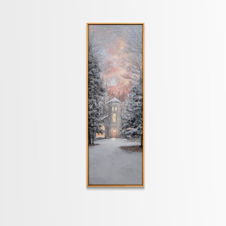 Chapel Of Stillness, Framed Canvas Print, Christian Art Canvas, Tall Narrow Wall Art, Christian Art Gift, Christmas Wall Art, Subtle Christ